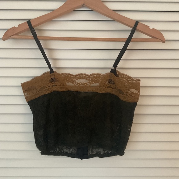 Chasing Unicorns Silk and Lace Top Black/Bronze XS NWT - Picture 6 of 6